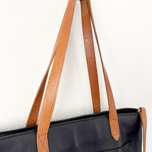 MADEWELL | Zip Top Medium Transport Tote Black Brown Leather Shoulder Crossbody - Picture 2 of 10